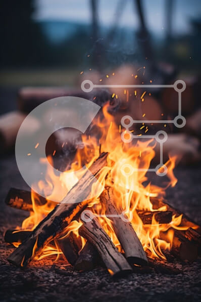 Σετ των 2 Intra Συλλεκτικό Ξύλινο Παζλ Plywood  4mm - Φωτιά που καίει τη νύχτα Σε Ξύλινο Κουτί - Διαστάσεις: 10x10 cm – 25 κομμάτια