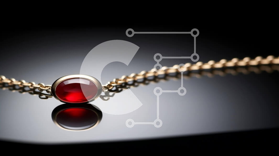 Intra Συλλεκτικό Ξύλινο Παζλ Plywood  4mm - Επιχρυσωμένο βραχιόλι με περίτεχνη κόκκινη πέτρα Σε Ξύλινο Κουτί - Διαστάσεις Puzzle: 10x10 cm – 25 κομμάτια