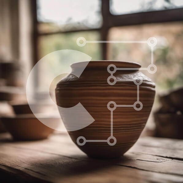 Intra Συλλεκτικό Ξύλινο Παζλ Plywood  4mm - Βάζο κεραμικής σε ξύλινο τραπέζι με θέα στο δάσος Σε Ξύλινο Κουτί - Διαστάσεις Puzzle: 10x10 cm – 25 κομμάτια