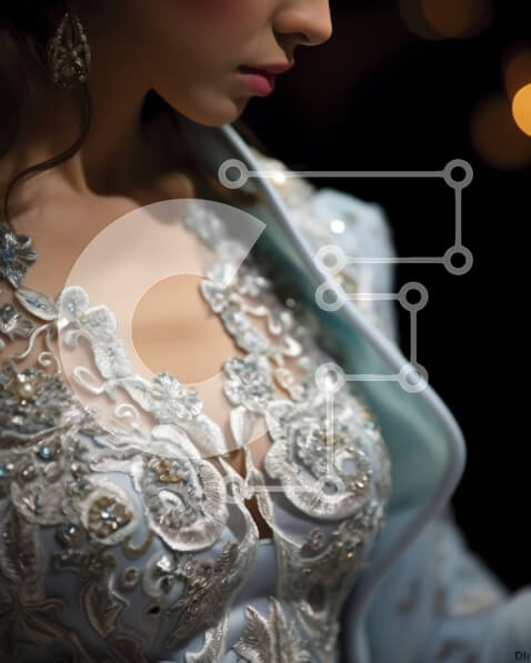 Intra Συλλεκτικό Ξύλινο Παζλ Plywood  4mm - Γυναίκα με μπλε κεντημένο φόρεμα Σε Ξύλινο Κουτί - Διαστάσεις Puzzle: 10x10 cm – 25 κομμάτια