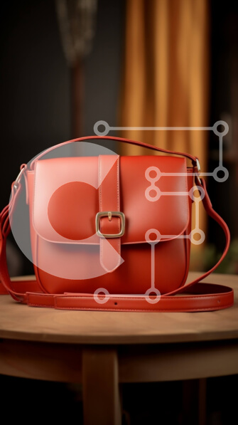 Intra Συλλεκτικό Ξύλινο Παζλ Plywood  4mm - Κομψή κόκκινη δερμάτινη τσάντα σε ξύλινο τραπέζι Σε Ξύλινο Κουτί - Διαστάσεις Puzzle: 10x10 cm – 25 κομμάτια