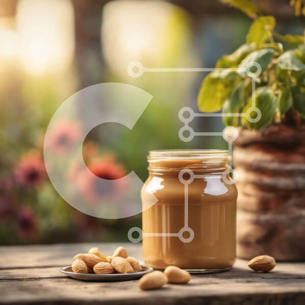 Σετ των 2 Intra Συλλεκτικό Ξύλινο Παζλ Plywood  4mm - Βάζο με φυστικοβούτυρο σε ξύλινο τραπέζι με φυτό σε γλάστρα Σε Ξύλινο Κουτί - Διαστάσεις: 10x10 cm – 25 κομμάτια