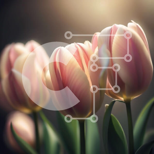 Intra Συλλεκτικό Ξύλινο Παζλ Plywood  4mm - Όμορφη εικόνα με τρεις ροζ τουλίπες σε σκούρο φόντο Σε Ξύλινο Κουτί - Διαστάσεις: 10x10 cm – 25 κομμάτια