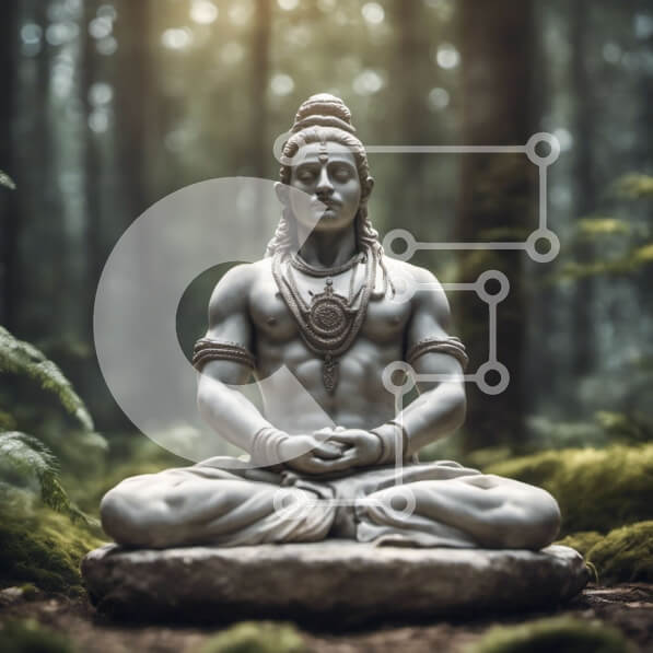 Intra Συλλεκτικό Ξύλινο Παζλ Plywood  4mm - Άγαλμα ενός ατόμου σε καθισμένο διαλογισμό σε ένα δάσος Σε Ξύλινο Κουτί - Διαστάσεις: 10x10 cm – 25 κομμάτια