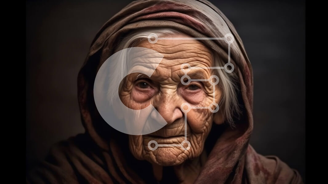 Intra Συλλεκτικό Ξύλινο Παζλ Plywood  4mm - Σοβαρή ηλικιωμένη γυναίκα που κοιτάζει κατευθείαν την κάμερα Σε Ξύλινο Κουτί - Διαστάσεις Puzzle: 10x10 cm – 25 κομμάτια