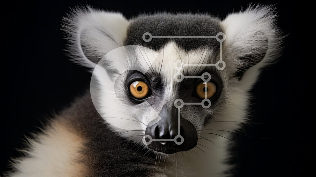 Intra Συλλεκτικό Ξύλινο Παζλ Plywood  4mm - Κοντινό πλάνο του προσώπου του Λεμούριου με ριγέ γούνα Σε Ξύλινο Κουτί - Διαστάσεις: 10x10 cm – 25 κομμάτια