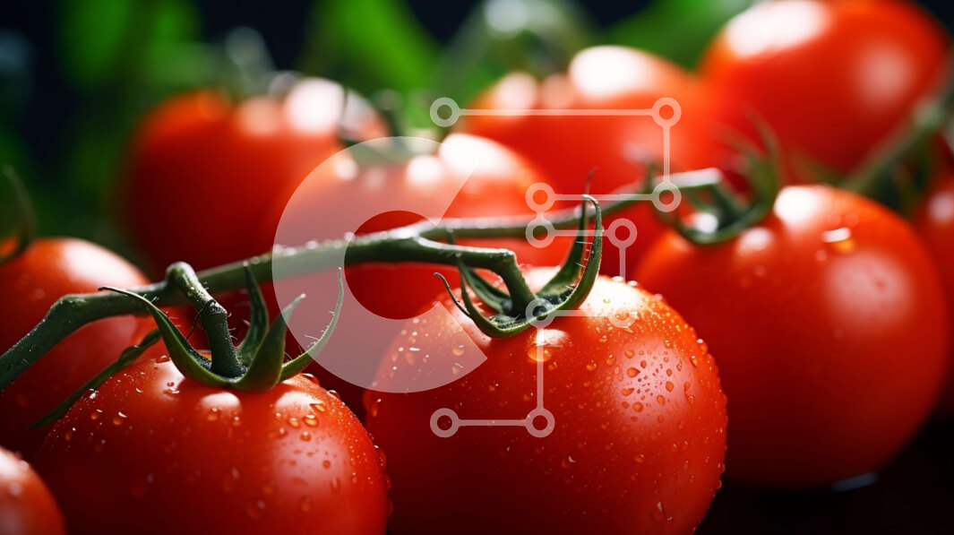 Σετ των 2 Intra Συλλεκτικό Ξύλινο Παζλ Plywood  4mm - Κόκκινες ντομάτες σε αμπέλι με σταγονίδια νερού Σε Ξύλινο Κουτί - Διαστάσεις: 10x10 cm – 25 κομμάτια