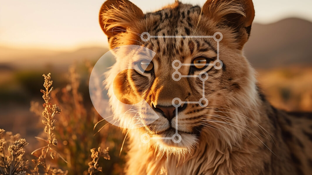 Σετ των 2 Intra Συλλεκτικό Ξύλινο Παζλ Plywood  4mm - Αγριο λιοντάρι στην άγρια ​​φύση Σε Ξύλινο Κουτί - Διαστάσεις: 10x10 cm – 25 κομμάτια