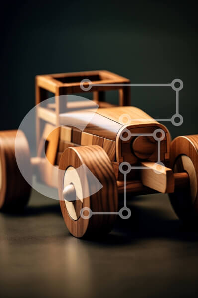 Intra Συλλεκτικό Ξύλινο Παζλ Plywood  4mm - Χειροποίητο Ξύλινο Παιχνίδι Αυτοκίνητο | Φυσικό Χρώμα Ξύλου | Τέσσερις τροχοί και τιμόνι Σε Ξύλινο Κουτί - Διαστάσεις: 10x10 cm – 25 κομμάτια