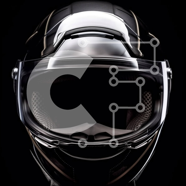 Intra Συλλεκτικό Ξύλινο Παζλ Plywood  4mm - Κοντινή όψη του κράνους μοτοσικλέτας με το φιμέ γείσο Σε Ξύλινο Κουτί - Διαστάσεις Puzzle: 10x10 cm – 25 κομμάτια