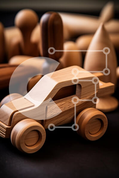 Intra Συλλεκτικό Ξύλινο Παζλ Plywood  4mm - Ξύλινο αυτοκίνητο παιχνιδιών σε μαύρη επιφάνεια Σε Ξύλινο Κουτί - Διαστάσεις: 10x10 cm – 25 κομμάτια