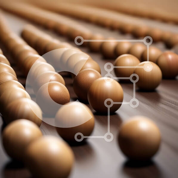 Intra Συλλεκτικό Ξύλινο Παζλ Plywood  4mm - Άποψη από κοντά ξύλινες μπάλες σε ξύλινη επιφάνεια Σε Ξύλινο Κουτί - Διαστάσεις: 10x10 cm – 25 κομμάτια