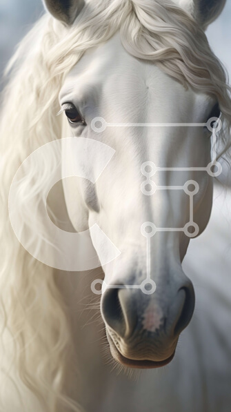 Σετ των 2 Intra Συλλεκτικό Ξύλινο Παζλ Plywood  4mm - Λευκό άλογο με μακριά ρέουσα χαίτη και ουρά Σε Ξύλινο Κουτί - Διαστάσεις: 10x10 cm – 25 κομμάτια