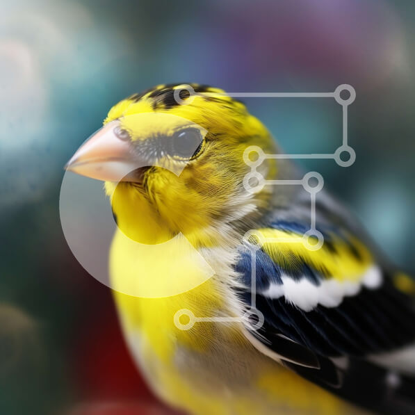 Intra Συλλεκτικό Ξύλινο Παζλ Plywood  4mm - Κίτρινο πουλί με ασπρόμαυρες ρίγες σε ένα κλαδί Σε Ξύλινο Κουτί - Διαστάσεις: 10x10 cm – 25 κομμάτια