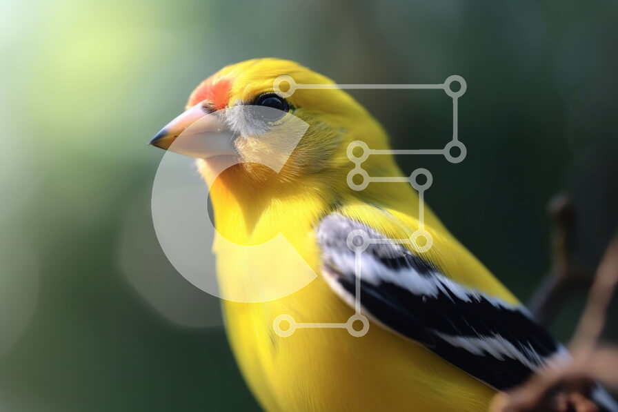 Σετ των 2 Intra Συλλεκτικό Ξύλινο Παζλ Plywood  4mm - Κίτρινο πουλί με ασπρόμαυρες ρίγες σε ένα κλαδί Σε Ξύλινο Κουτί - Διαστάσεις: 10x10 cm – 25 κομμάτια