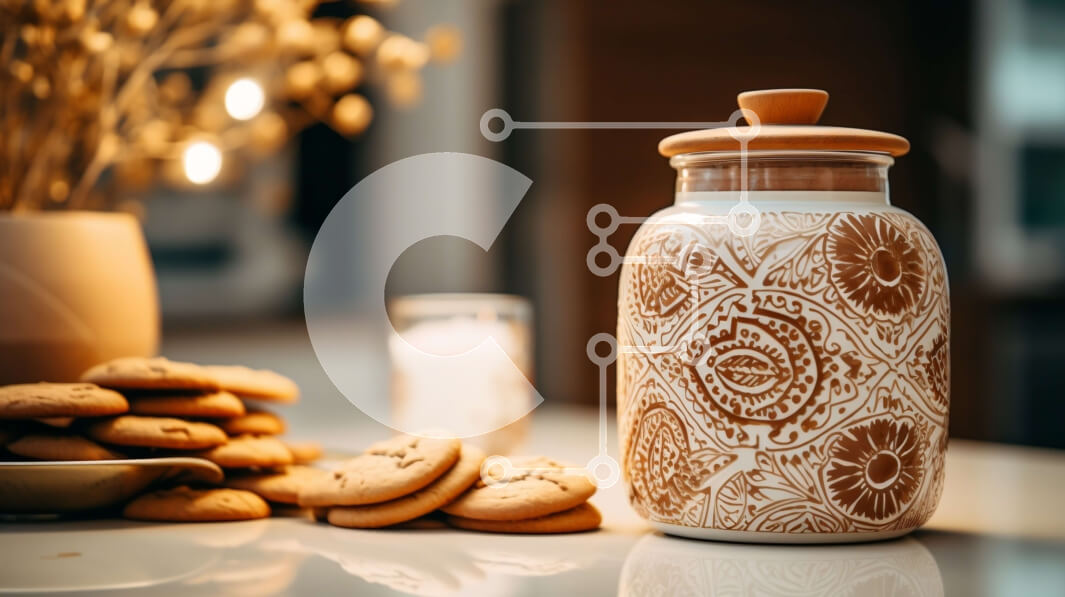 Σετ των 2 Intra Συλλεκτικό Ξύλινο Παζλ Plywood  4mm - Κεραμική κούπα με καφέ σχέδιο και μπισκότα στον πάγκο της κουζίνας Σε Ξύλινο Κουτί - Διαστάσεις: 10x10 cm – 25 κομμάτια