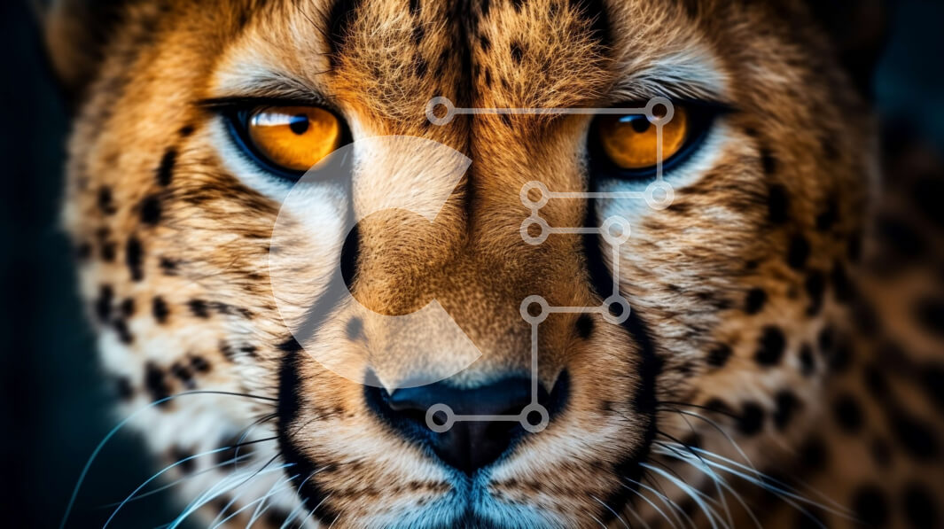 Σετ των 2 Intra Συλλεκτικό Ξύλινο Παζλ Plywood  4mm - Κοντινό πλάνο του προσώπου ενός τσιτάχ με άγρια ​​έκφραση Σε Ξύλινο Κουτί - Διαστάσεις: 10x10 cm – 25 κομμάτια