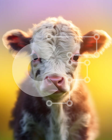 Σετ των 2 Intra Συλλεκτικό Ξύλινο Παζλ Plywood  4mm - Αξιολάτρευτο καφέ και λευκό μοσχάρι με μεγάλα καστανά μάτια Σε Ξύλινο Κουτί - Διαστάσεις: 10x10 cm – 25 κομμάτια