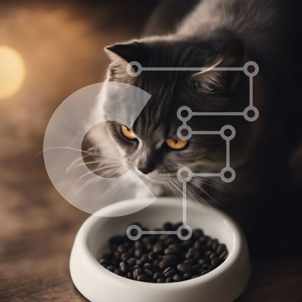 Intra Συλλεκτικό Ξύλινο Παζλ Plywood  4mm - Γκρίζα γάτα που τρώει από το Bowl of Cat Puzzle 10x10 cm – 25 κομα. Θέματα Φαγητού Σε Ξύλινο Κουτί - Διαστάσεις: 10x10 cm – 25 κομμάτια