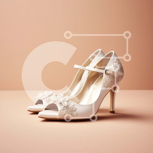 Σετ των 2 Intra Συλλεκτικό Ξύλινο Παζλ Plywood  4mm - Κομψά λευκά ψηλοτάκουνα παπούτσια με λουράκι στον αστράγαλο και λεπτομέρεια φιόγκου Σε Ξύλινο Κουτί - Διαστάσεις: 10x10 cm – 25 κομμάτια