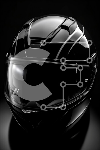 Intra Συλλεκτικό Ξύλινο Παζλ Plywood  4mm - Κομψό μαύρο κράνος μοτοσικλέτας με καθαρό γείσο και ασημί πινελιές Σε Ξύλινο Κουτί - Διαστάσεις Puzzle: 10x10 cm – 25 κομμάτια