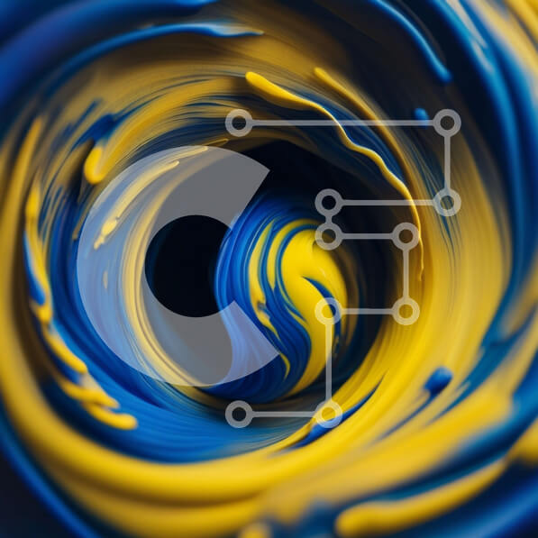 Intra Συλλεκτικό Ξύλινο Παζλ Plywood  4mm - Δονούμενο και τολμηρό μπλε και κίτρινο χρώμα Swirl Vortex Σε Ξύλινο Κουτί - Διαστάσεις Puzzle: 10x10 cm – 25 κομμάτια