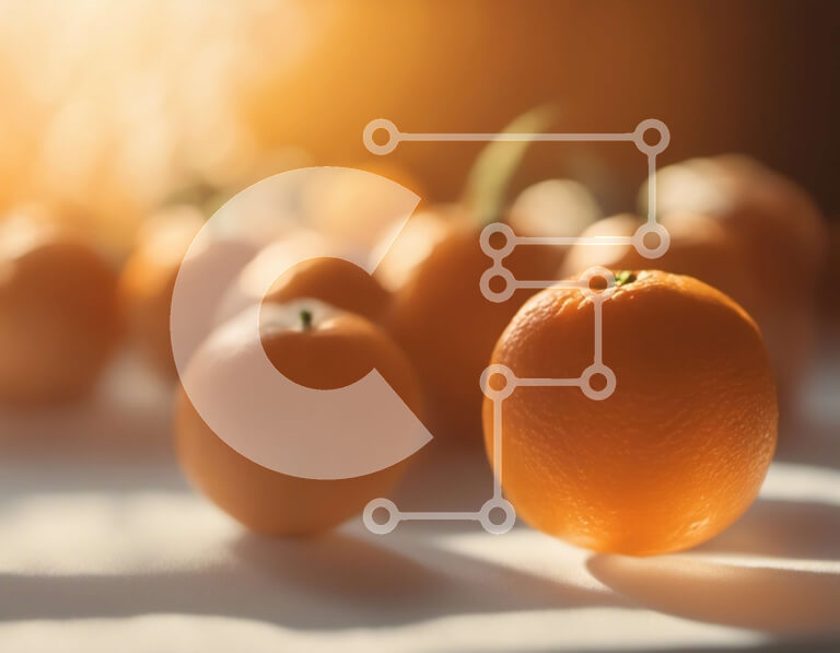 Σετ των 2 Intra Συλλεκτικό Ξύλινο Παζλ Plywood  4mm - Φρέσκα ώριμα πορτοκάλια σε ένα τραπέζι Σε Ξύλινο Κουτί - Διαστάσεις: 10x10 cm – 25 κομμάτια