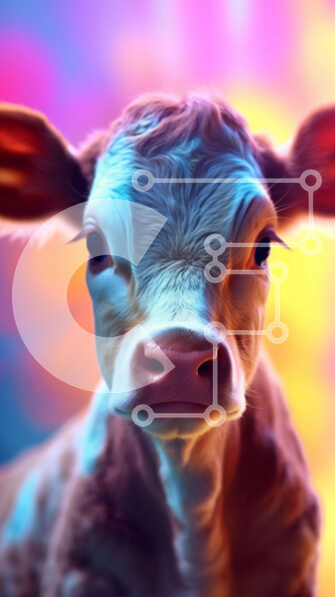 Σετ των 2 Intra Συλλεκτικό Ξύλινο Παζλ Plywood  4mm - Κοντινό πλάνο του προσώπου μιας αγελάδας με μεγάλα καστανά μάτια και αφράτη γούνα Σε Ξύλινο Κουτί - Διαστάσεις: 10x10 cm – 25 κομμάτια