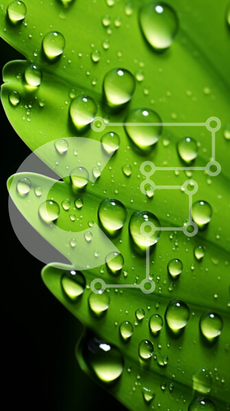 Σετ των 2 Intra Συλλεκτικό Ξύλινο Παζλ Plywood  4mm - Ζωντανό πράσινο φύλλο με σταγονίδια νερού Σε Ξύλινο Κουτί - Διαστάσεις: 10x10 cm – 25 κομμάτια