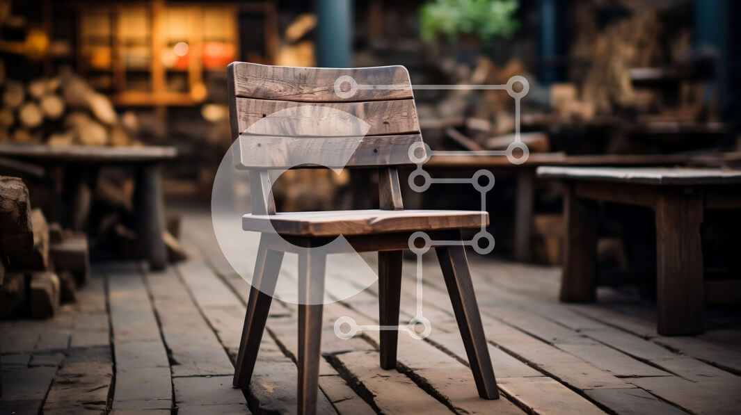 Intra Συλλεκτικό Ξύλινο Παζλ Plywood  4mm - Ρουστίκ ξύλινη καρέκλα σε αποθήκη ή αποθήκη Σε Ξύλινο Κουτί - Διαστάσεις Puzzle: 10x10 cm – 25 κομμάτια