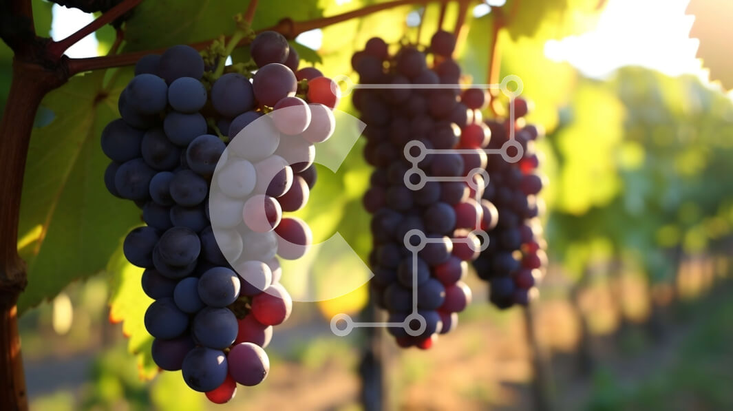 Intra Συλλεκτικό Ξύλινο Παζλ Plywood  4mm - Μωβ σταφύλια που κρέμονται σε έναν αμπελώνα Σε Ξύλινο Κουτί - Διαστάσεις: 10x10 cm – 25 κομμάτια