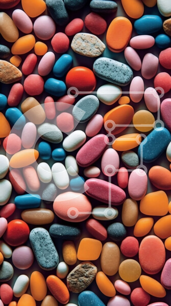 Intra Συλλεκτικό Ξύλινο Παζλ Plywood  4mm - Όμορφη κοντινή εικόνα με πολύχρωμα βότσαλα σε μαύρο φόντο Σε Ξύλινο Κουτί - Διαστάσεις Puzzle: 10x10 cm – 25 κομμάτια