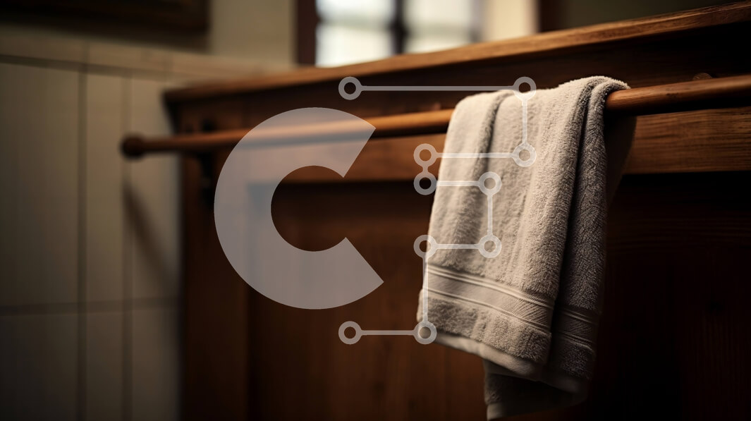 Intra Συλλεκτικό Ξύλινο Παζλ Plywood  4mm - Ρουστίκ διακόσμηση μπάνιου: Πετσέτα κρεμασμένη σε ξύλινη σχάρα Σε Ξύλινο Κουτί - Διαστάσεις Puzzle: 10x10 cm – 25 κομμάτια