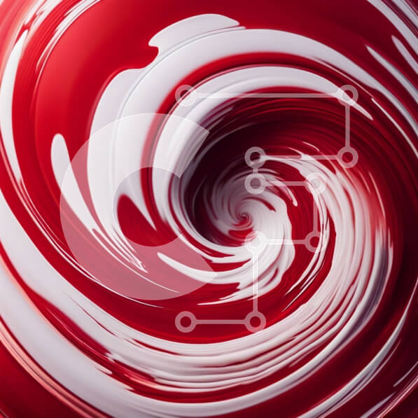 Intra Συλλεκτικό Ξύλινο Παζλ Plywood  4mm - Ζωντανό και ενεργητικό κόκκινο και λευκό σχέδιο στροβιλισμού Σε Ξύλινο Κουτί - Διαστάσεις Puzzle: 10x10 cm – 25 κομμάτια