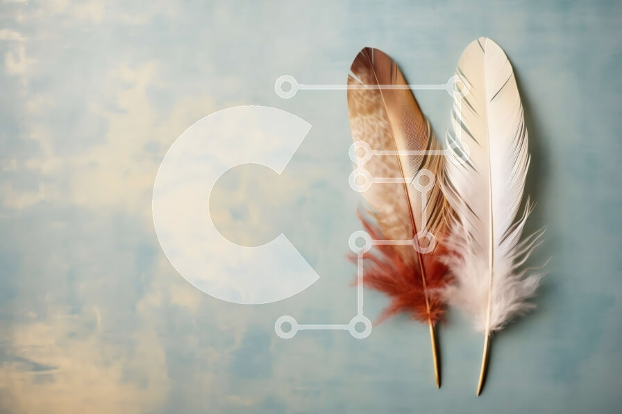 Intra Συλλεκτικό Ξύλινο Παζλ Plywood  4mm - Όμορφη εικόνα λευκών και καφέ φτερών σε μπλε επιφάνεια Σε Ξύλινο Κουτί - Διαστάσεις: 10x10 cm – 25 κομμάτια