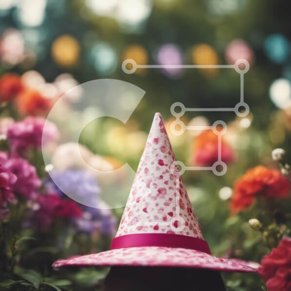 Σετ των 2 Intra Συλλεκτικό Ξύλινο Παζλ Plywood  4mm - Κοντινό πλάνο γυναίκας που φορά ροζ καπέλο μάγισσας με φιόγκο Σε Ξύλινο Κουτί - Διαστάσεις: 10x10 cm – 25 κομμάτια