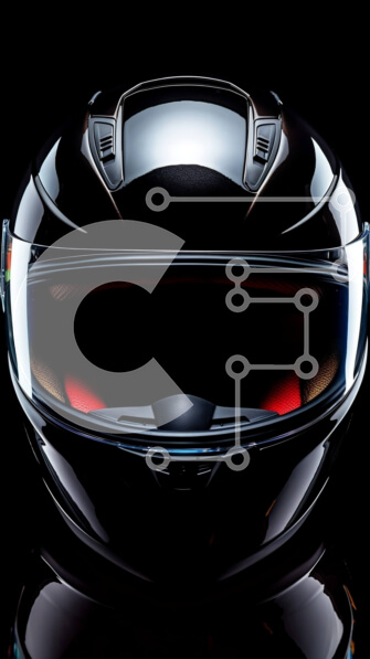 Intra Συλλεκτικό Ξύλινο Παζλ Plywood  4mm - Κομψό και ασφαλές: Μαύρο κράνος μοτοσικλέτας με καθαρό γείσο και κόκκινο φως Σε Ξύλινο Κουτί - Διαστάσεις Puzzle: 10x10 cm – 25 κομμάτια