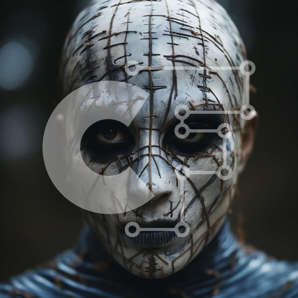 Intra Συλλεκτικό Ξύλινο Παζλ Plywood  4mm - Μασκοφόρο πρόσωπο με ζωγραφισμένο πρόσωπο Σε Ξύλινο Κουτί - Διαστάσεις Puzzle: 10x10 cm – 25 κομμάτια