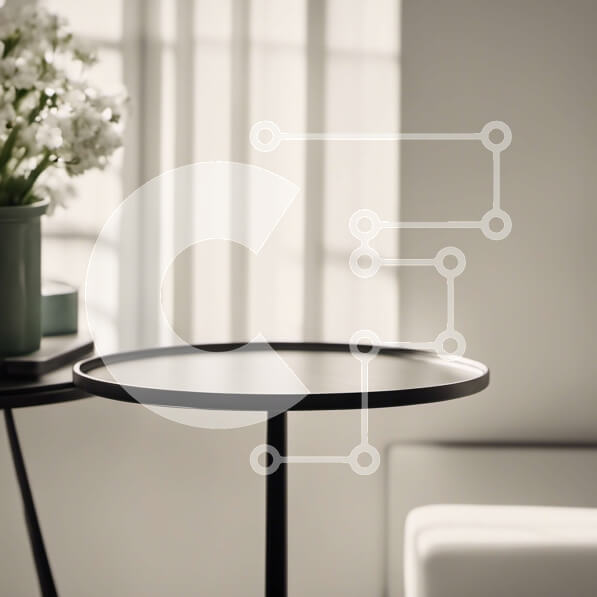 Intra Συλλεκτικό Ξύλινο Παζλ Plywood  4mm - Μαύρο τραπέζι με λευκά λουλούδια και καρέκλα Σε Ξύλινο Κουτί - Διαστάσεις Puzzle: 10x10 cm – 25 κομμάτια