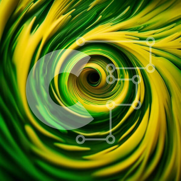 Intra Συλλεκτικό Ξύλινο Παζλ Plywood  4mm - Αφηρημένη εικόνα των στροβιλιζόμενων πράσινων και κίτρινων χρωμάτων Σε Ξύλινο Κουτί - Διαστάσεις Puzzle: 10x10 cm – 25 κομμάτια