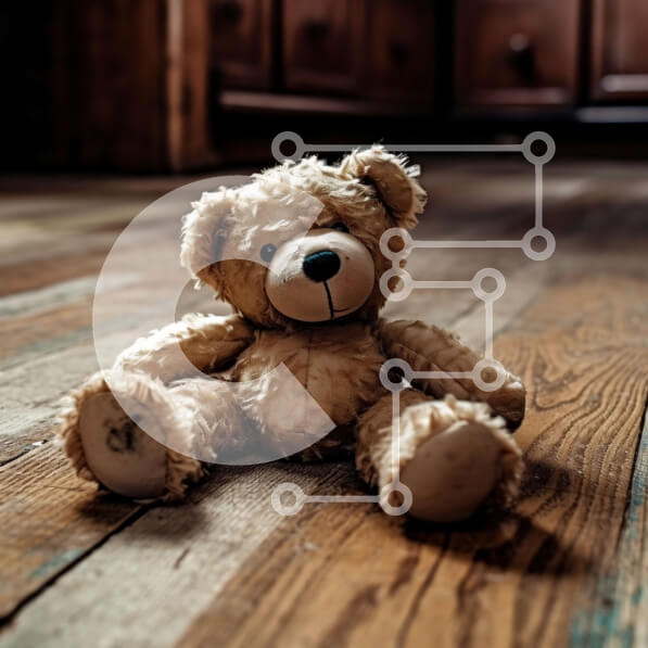 Intra Συλλεκτικό Ξύλινο Παζλ Plywood  4mm - Χαριτωμένο καφέ αρκουδάκι που κάθεται σε ένα ξύλινο πάτωμα Σε Ξύλινο Κουτί - Διαστάσεις: 10x10 cm – 25 κομμάτια