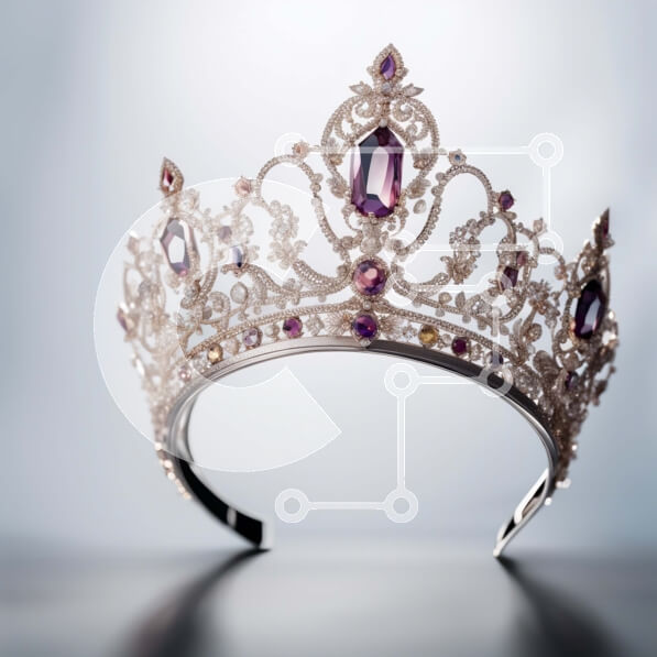 Σετ των 2 Intra Συλλεκτικό Ξύλινο Παζλ Plywood  4mm - Εκπληκτική κινηματογράφηση σε πρώτο πλάνο με στέμμα στολισμένο με μωβ και λευκά πετράδια Σε Ξύλινο Κουτί - Διαστάσεις: 10x10 cm – 25 κομμάτια