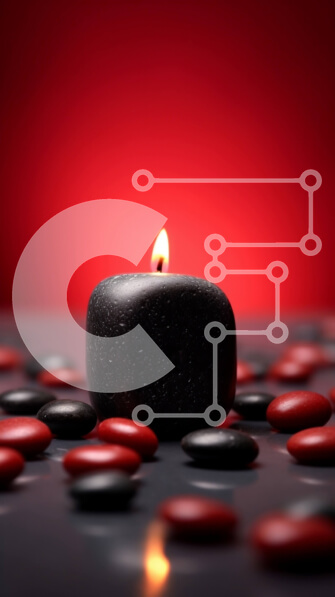 Intra Συλλεκτικό Ξύλινο Παζλ Plywood  4mm - Σκοτεινή και μυστηριώδης εικόνα του μαύρου κεριού σε πέτρινο σωρό Σε Ξύλινο Κουτί - Διαστάσεις Puzzle: 10x10 cm – 25 κομμάτια