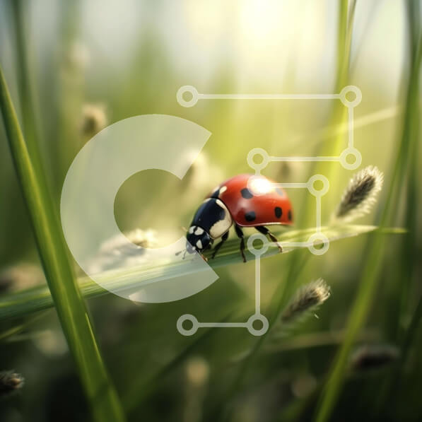 Intra Συλλεκτικό Ξύλινο Παζλ Plywood  4mm - Όμορφη εικόνα της πασχαλίτσας που στηρίζεται στο Blade of Grass Σε Ξύλινο Κουτί - Διαστάσεις: 10x10 cm – 25 κομμάτια