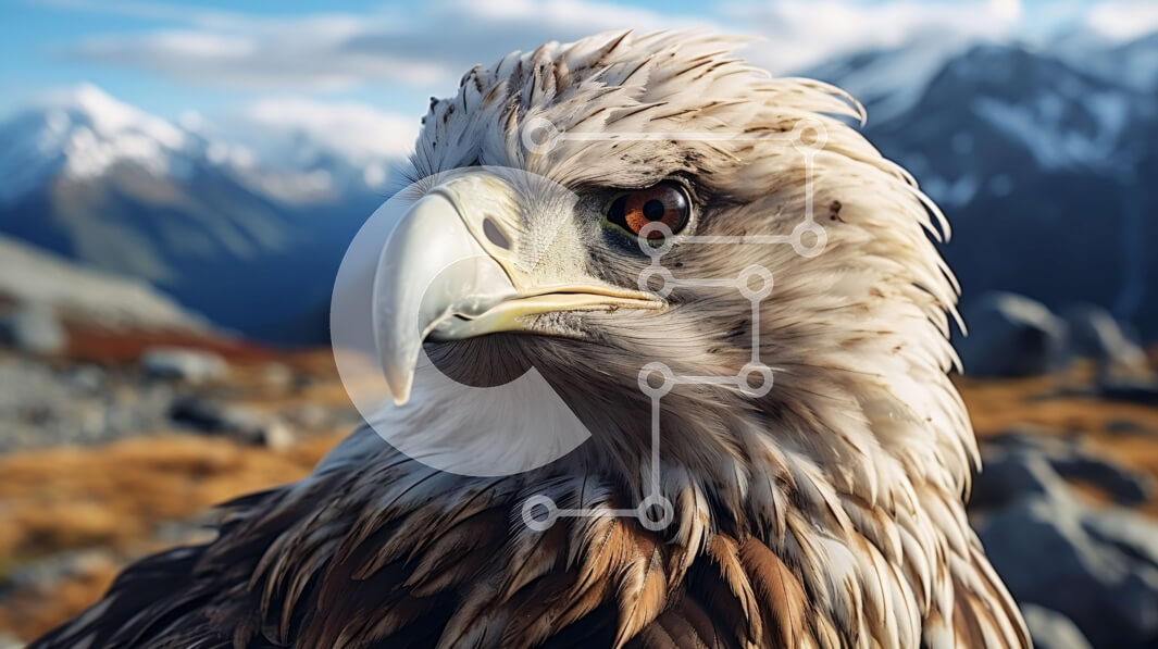 Intra Συλλεκτικό Ξύλινο Παζλ Plywood  4mm - Majestic Eagle σκαρφαλωμένος σε μια βραχώδη επιφάνεια με βουνά στο βάθος Σε Ξύλινο Κουτί - Διαστάσεις: 10x10 cm – 25 κομμάτια