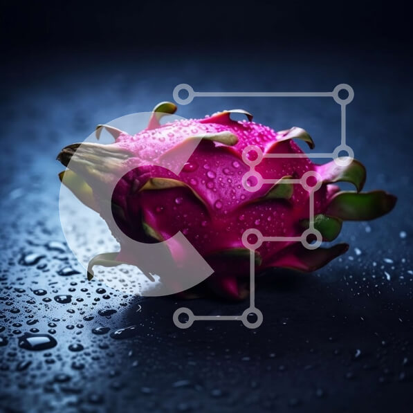 Σετ των 2 Intra Συλλεκτικό Ξύλινο Παζλ Plywood  4mm - Ώριμο και ζουμερό ροζ φρούτο δράκου με σταγονίδια νερού σε σκοτεινή επιφάνεια Σε Ξύλινο Κουτί - Διαστάσεις: 10x10 cm – 25 κομμάτια