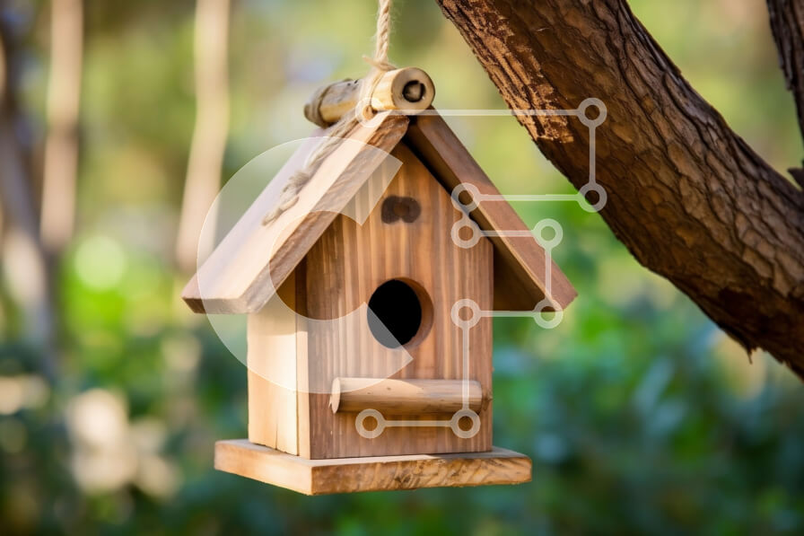 Intra Συλλεκτικό Ξύλινο Παζλ Plywood  4mm - Όμορφο ξύλινο σπιτάκι πουλιών που κρέμεται από ένα κλαδί δέντρου Σε Ξύλινο Κουτί - Διαστάσεις: 10x10 cm – 25 κομμάτια