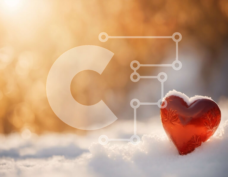 Intra Συλλεκτικό Ξύλινο Παζλ Plywood  4mm - Κόκκινη καρδιά στο χιονισμένο πεδίο Σε Ξύλινο Κουτί - Διαστάσεις: 10x10 cm – 25 κομμάτια