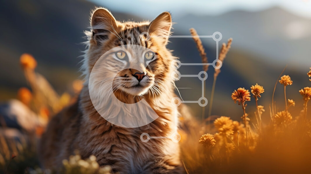 Intra Συλλεκτικό Ξύλινο Παζλ Plywood  4mm - Λυγξ σε ένα χωράφι με αγριολούλουδα Σε Ξύλινο Κουτί - Διαστάσεις: 10x10 cm – 25 κομμάτια