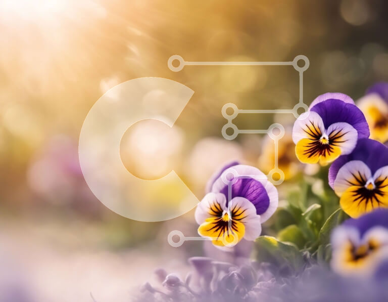 Intra Συλλεκτικό Ξύλινο Παζλ Plywood  4mm - Ομάδα μοβ και κίτρινων λουλουδιών σε ένα χωράφι με το φως του ήλιου Σε Ξύλινο Κουτί - Διαστάσεις: 10x10 cm – 25 κομμάτια